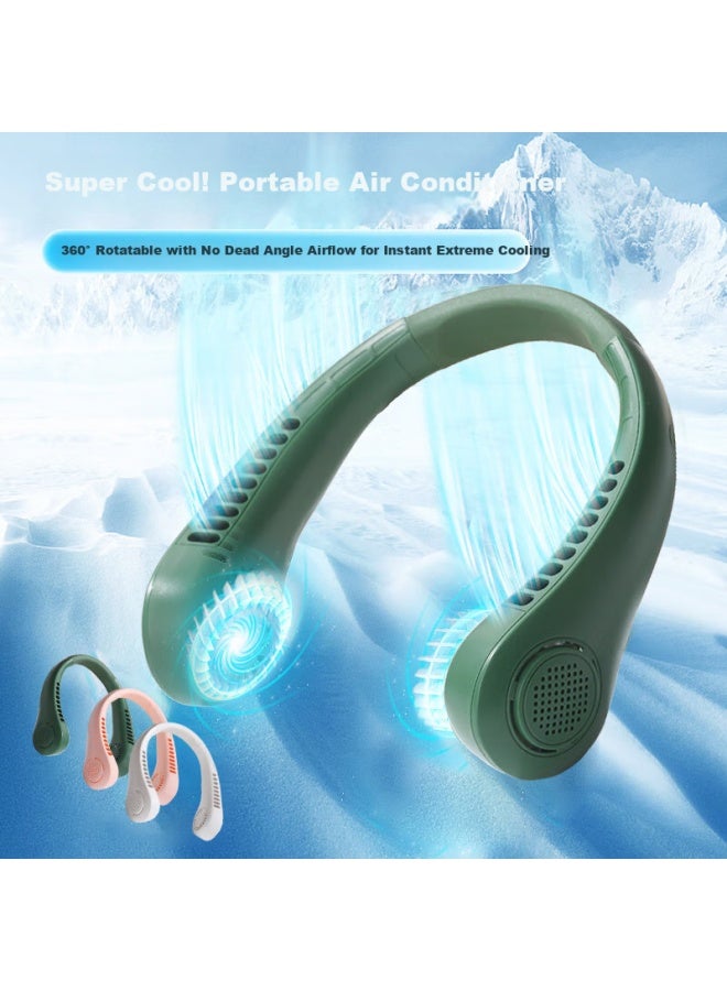 Hboalg [silent Long Battery Life] Neck-hanging Fan, Cool Whole Body Usb Fan, Portable Mini Fan, Lazy Person Neck-hanging Fan, For Office, Student Dormitory, Outdoor Use, White - Image 1