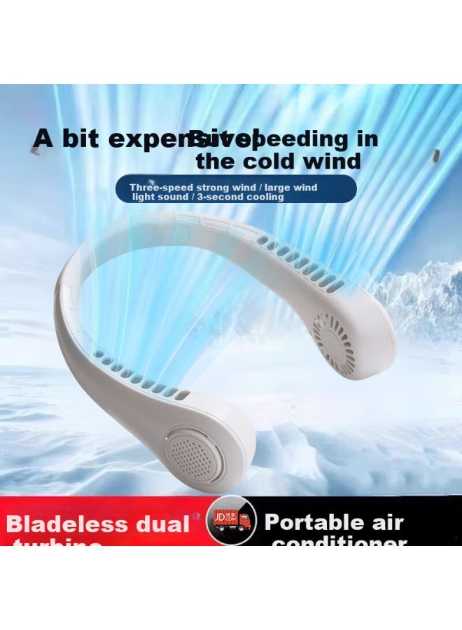 Hboalg [silent Long Battery Life] Neck-hanging Fan, Cool Whole Body Usb Fan, Portable Mini Fan, Lazy Person Neck-hanging Fan, For Office, Student Dormitory, Outdoor Use, White - Image 3