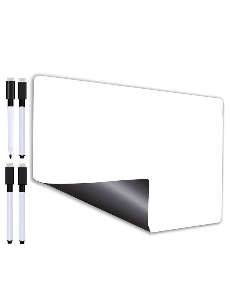 Awestuffs Magnetic Dry Erase Whiteboard Sheet for Refrigerator - Stain Resistant Whiteboard Sheet - with 4 Markers and Eraser - [45 x 30 cm] [Made in India] (Plain White) (Large) - Image 1