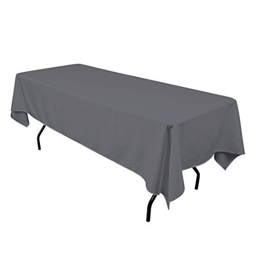Gee Di Moda Rectangle Tablecloth - 60 x 126" Inch - Charcoal Rectangular Table Cloth for 8 Foot Table in Washable Polyester - Great for Buffet Table, Parties, Holiday Dinner, Wedding & More - Image 1
