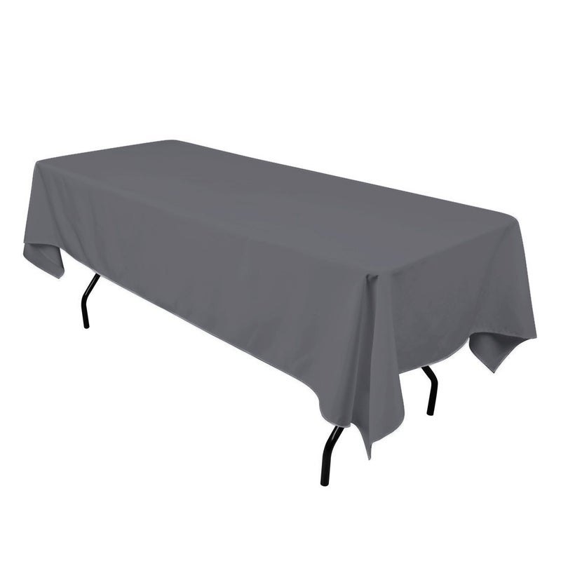 Gee Di Moda Rectangle Tablecloth - 60 x 126" Inch - Charcoal Rectangular Table Cloth for 8 Foot Table in Washable Polyester - Great for Buffet Table, Parties, Holiday Dinner, Wedding & More - Image 3