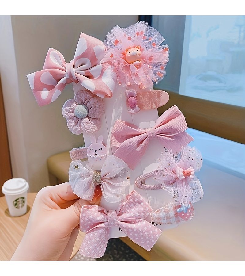 Yellow Pet Hair Clips Set 10 Pack Mesh Bow And Flower Headwear For Small Long Haired Dogs Grooming - Image 5