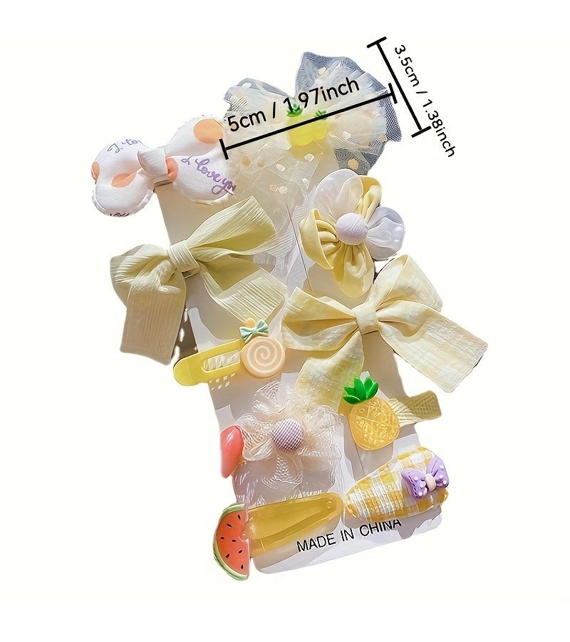 Yellow Pet Hair Clips Set 10 Pack Mesh Bow And Flower Headwear For Small Long Haired Dogs Grooming - Image 2