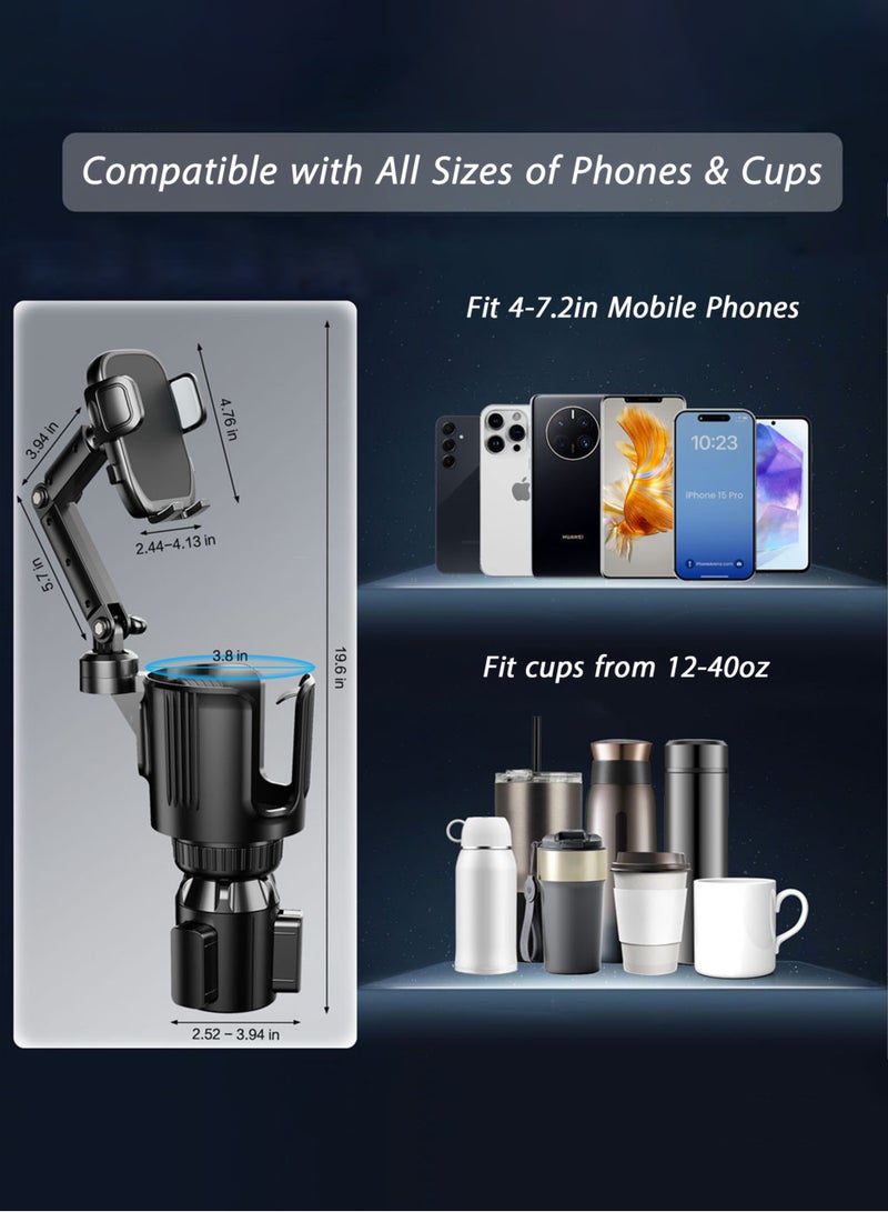 جورفنت حامل أكواب للهاتف للسيارة، قاعدة حامل أكواب قابلة للتعديل، متوافق مع معظم السيارات والهواتف الذكية - Image 2