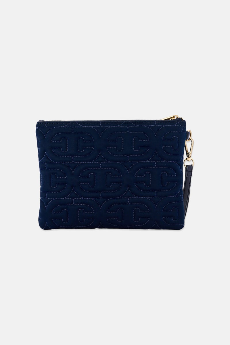 Sam Edelman Women Quailed Wristlet Wallet, Navy - Image 1