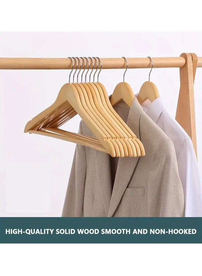 KLNAMAEAAN Pack of 10 Non-Slip Swivel Hook Wooden Hangers  - Image 4