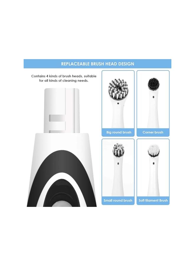 promass 1Set Electric Cleaning Brush, Durable Cleaning Tool Power Brush with 4 Brush Heads for Household Mortar Floor Tub Shower Tiles Bathroom and Kitchen - Image 5