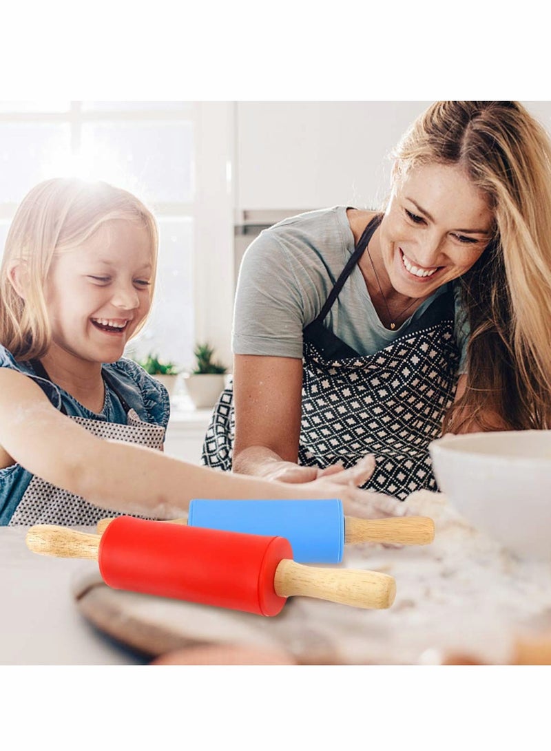 KASTWAVE 9 Inch Mini Rolling Pin, 2 Pcs Kids Rolling Pin Small Rolling Pin Handle Rolling Pin - Image 4