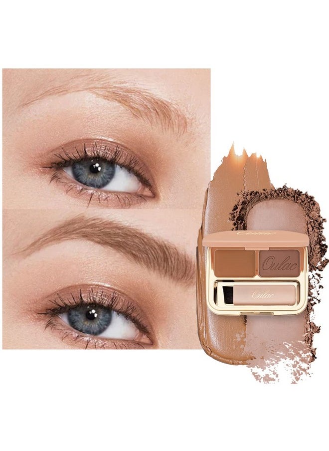 Oulac Oulac Waterproof Brown Eyebrow Powder Kit with Brow Brush 2 in1 Long Lasting Instant Eyebrow Pomade & Powder Natural Makeup for Sparse Brows 3.2 g/0.11 oz (Ginger）  - Image 1