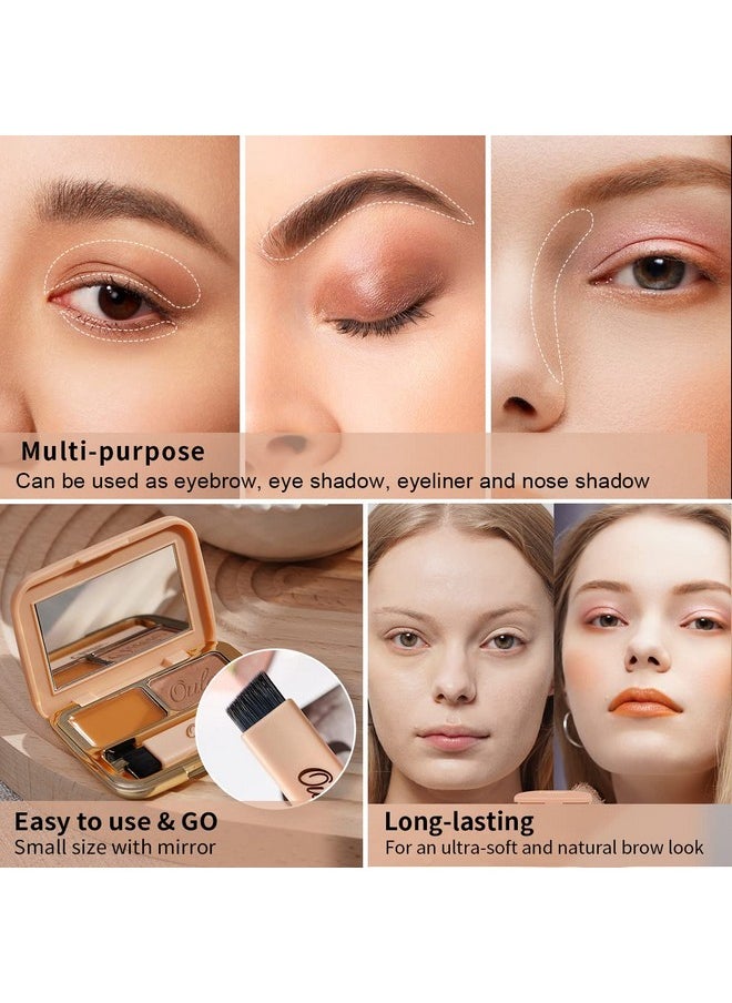 Oulac Oulac Waterproof Brown Eyebrow Powder Kit with Brow Brush 2 in1 Long Lasting Instant Eyebrow Pomade & Powder Natural Makeup for Sparse Brows 3.2 g/0.11 oz (Ginger）  - Image 4