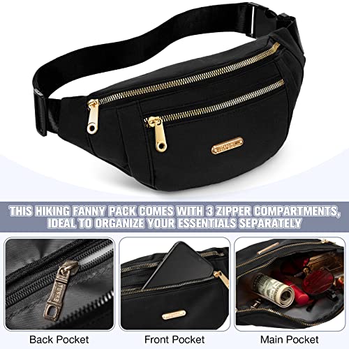Reginary 3 Pcs Waterproof Fanny Packs for Women and Men Waist Pack with Adjustable Strap Waist Pouch for Sports Running Exercise Walking Travel (Black, Blue, Pink) - Image 3