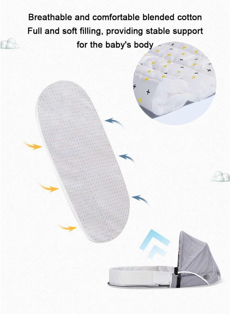 TAPIT Portable Baby Crib, Foldable Baby Crib with Cartoon Toys, Baby Travel Crib with Mosquito Net and Awning, Suitable for Travelling and Home Use, Easy to Carry (Pink) - Image 5