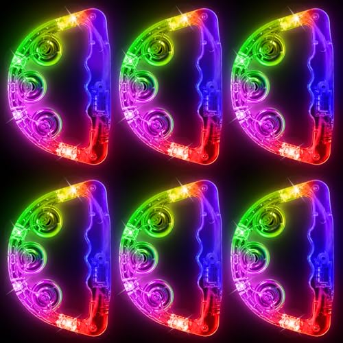Aywewii LED Tambourines 6 Pack Glow in The Dark Party Supplies Light Up Toys Musical Instruments for Kids Adults Autism Sensory Toys Birthday Gifts for Boys Girls - Image 1