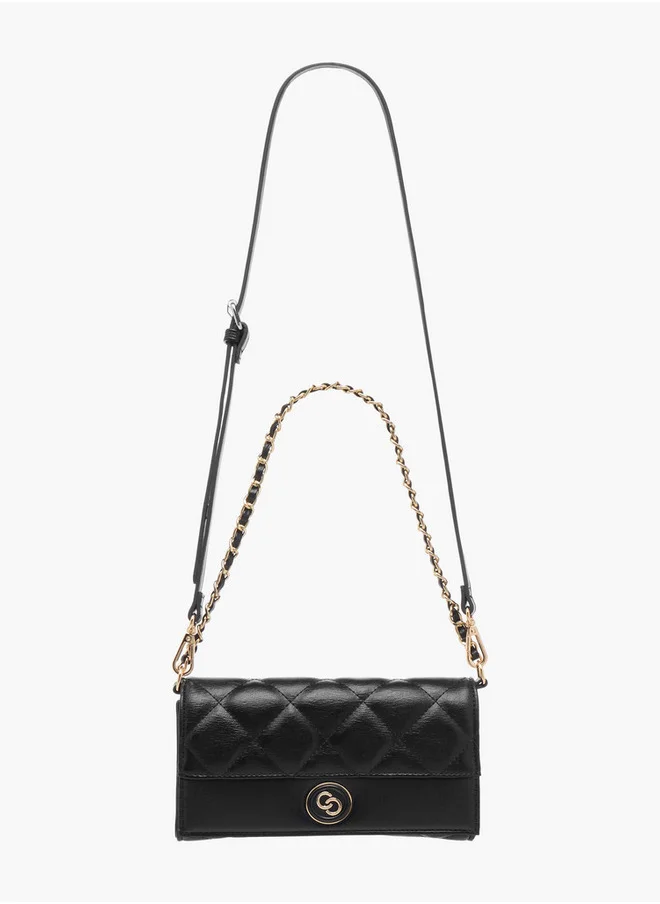 Celeste Quilted Crossbody Bag with Flap Closure and Chain Strap