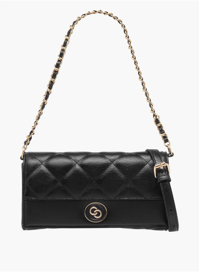 Celeste Quilted Crossbody Bag with Flap Closure and Chain Strap