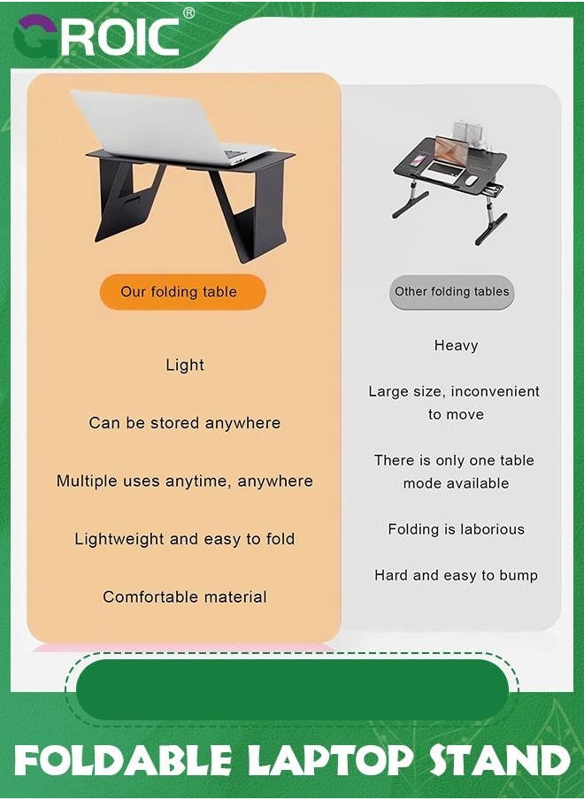 GROIC Foldable Laptop Desk Bed Desk, Laptop Stand Lap Desk Folding Desk Portable Desk Lightweight Mini Table for Study, Travel Desk, Folds in Half with Inner Storage Space  - Image 2