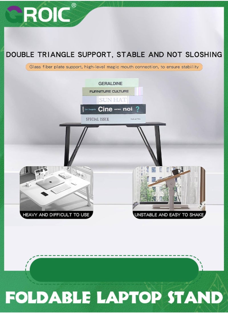 GROIC Foldable Laptop Desk Bed Desk, Laptop Stand Lap Desk Folding Desk Portable Desk Lightweight Mini Table for Study, Travel Desk, Folds in Half with Inner Storage Space  - Image 4