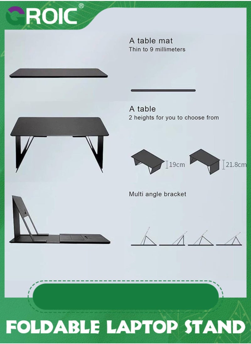 GROIC Foldable Laptop Desk Bed Desk, Laptop Stand Lap Desk Folding Desk Portable Desk Lightweight Mini Table for Study, Travel Desk, Folds in Half with Inner Storage Space  - Image 3