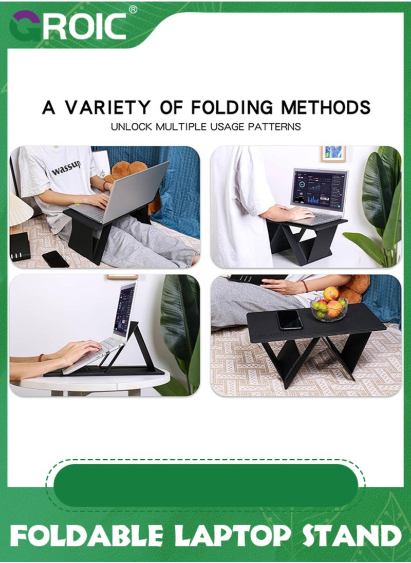 Foldable Laptop Desk Bed Desk, Laptop Stand Lap Desk Folding Desk Portable Desk Lightweight Mini Table for Study, Travel Desk, Folds in Half with Inner Storage Space
