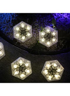 RYNX 2 Solar Outdoor Lights Waterproof Ice Cube Lights Garden Decor Lights Solar Deck Lights Pathway Light LED Landscape Light Outdoor Lights for Patio Porch Backyard Lawn PoolCold White  - Image 2
