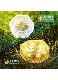 RYNX 2 Solar Outdoor Lights Waterproof Ice Cube Lights Garden Decor Lights Solar Deck Lights Pathway Light LED Landscape Light Outdoor Lights for Patio Porch Backyard Lawn PoolCold White  - Image 4