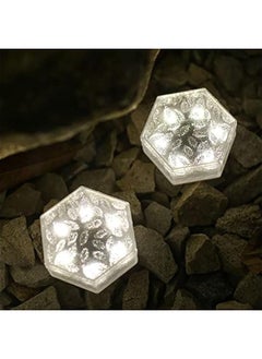 RYNX 2 Solar Outdoor Lights Waterproof Ice Cube Lights Garden Decor Lights Solar Deck Lights Pathway Light LED Landscape Light Outdoor Lights for Patio Porch Backyard Lawn PoolCold White  - Image 1