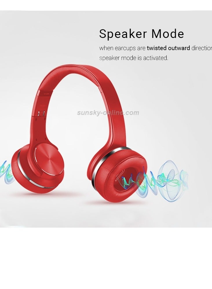 سودو سماعات رأس بلوتوث فوق الأذن مع ميكروفون باللون الأحمر - Image 3