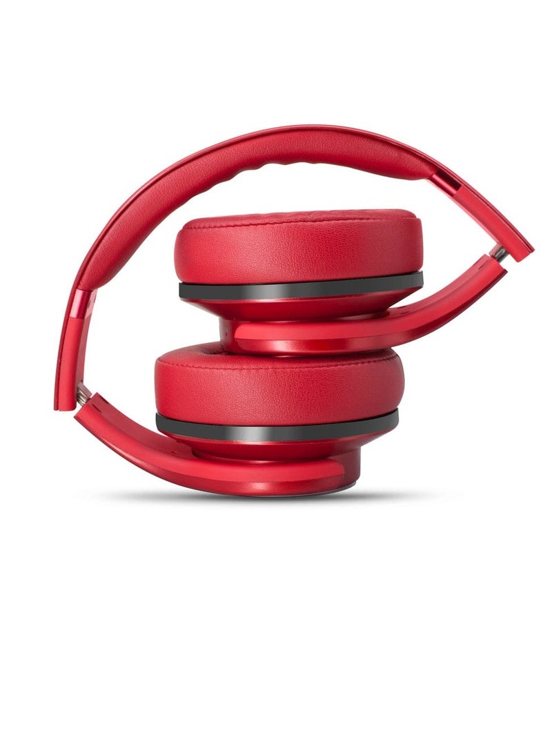 سودو سماعات رأس بلوتوث فوق الأذن مع ميكروفون باللون الأحمر - Image 4
