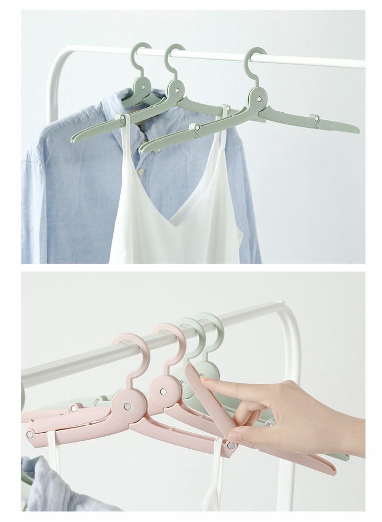 SYOSI Portable Collapsible Hanger, 6 Pcs Hanging Travel Clothing Hangers, Folding Anti-Slip Design Plastic Hanger for Travelling, Camping, Holiday, Space Saving - Image 2