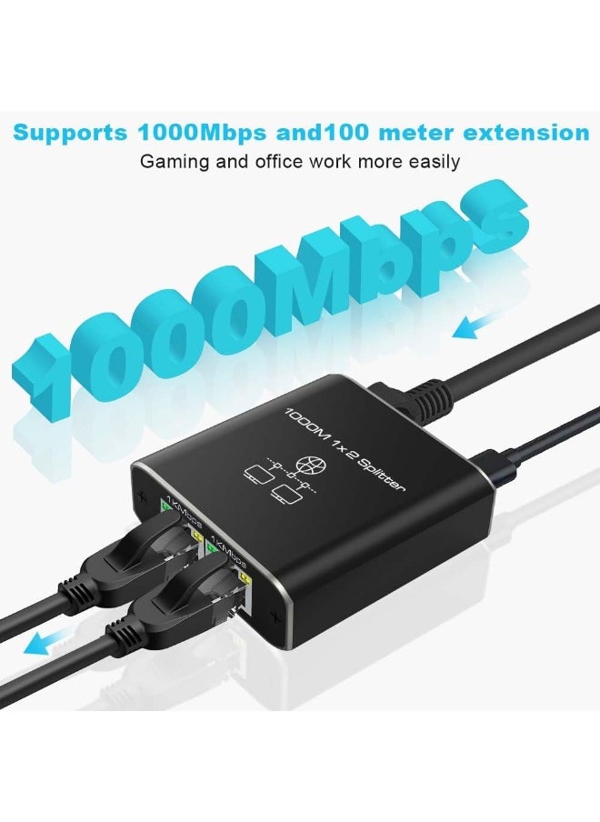 Generic RJ45 1 to 2 Gigabit Network Splitter with Type-C Power Cord – 1000Mbps Ethernet Adapter  - Image 3