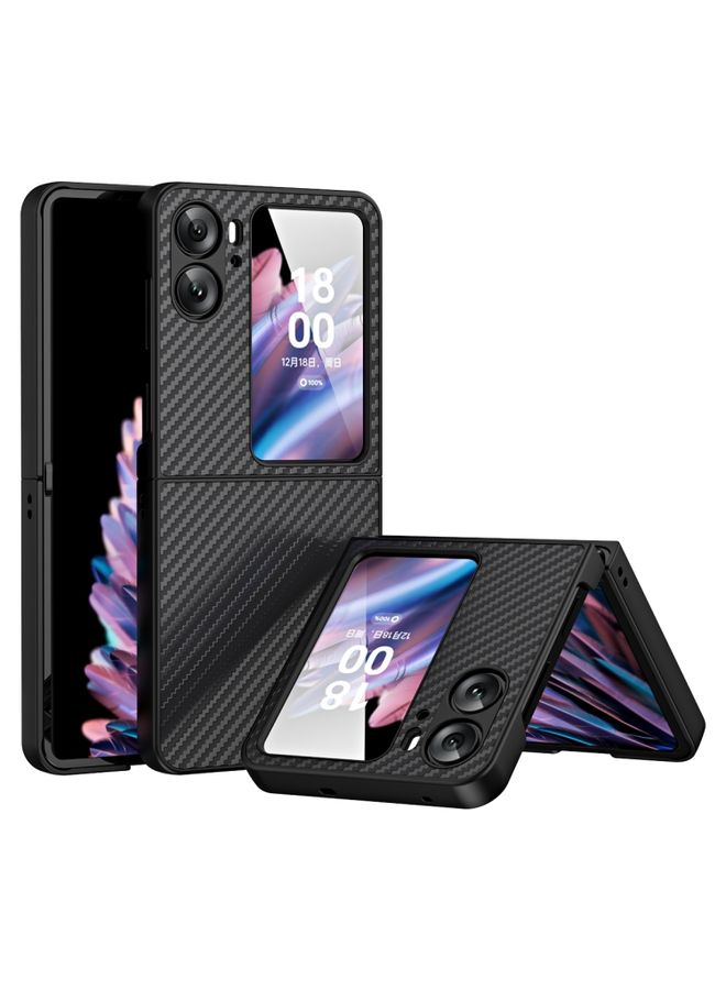 HuHa Case Cover For OPPO Find N2 Flip Integrated Composite Carbon Fiber Pattern Phone Case Black