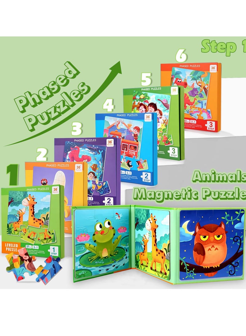 دوركو لغز اللغز المغناطيسي 3 حزمة لغز اللغز للأطفال، التعلم المبكر للأطفال والألعاب التعليمية، التعلم قبل المدرسة مغناطيس لعبة هدية لرحلة الطريق - Image 2