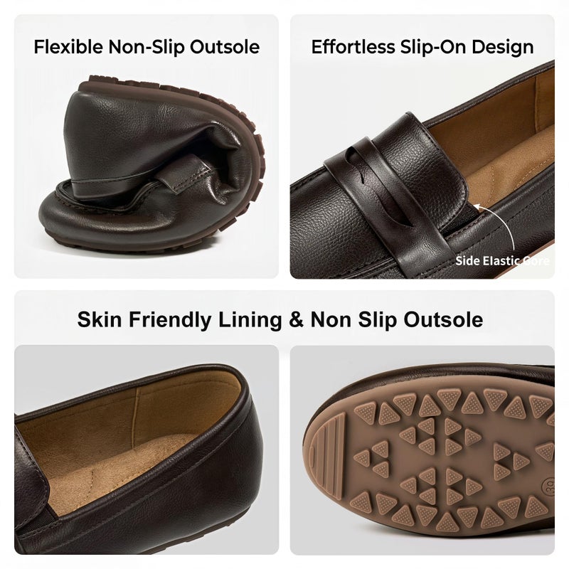 Ecetana Womens Loafers Slip On Shoes Comfortable Casual Penny Loafer Dressy Work Flats Moccasins for Business Driving Coffee - Image 4