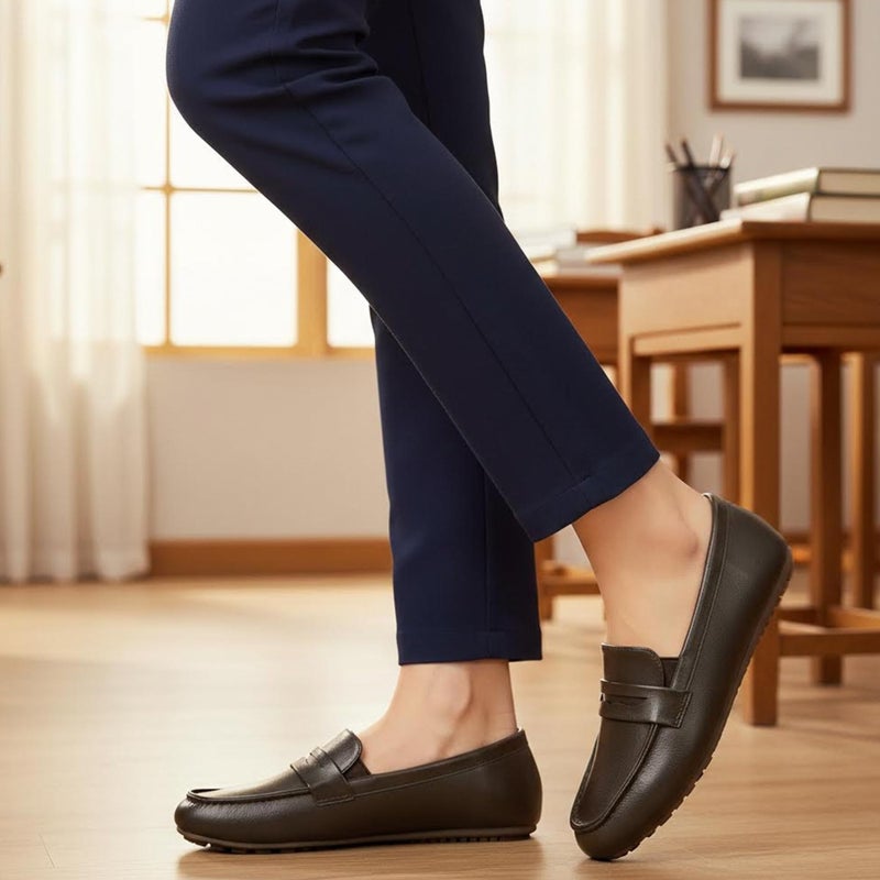 Ecetana Womens Loafers Slip On Shoes Comfortable Casual Penny Loafer Dressy Work Flats Moccasins for Business Driving Coffee - Image 3