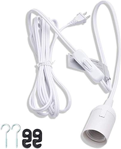 JACKYLED Extension Hanging Lantern Cord Cable UL 12Ft E26 E27 Socket On/Off Switch Plug in Pendant Lighting for Kitchen Bedroom Plant Growth Light - Image 1