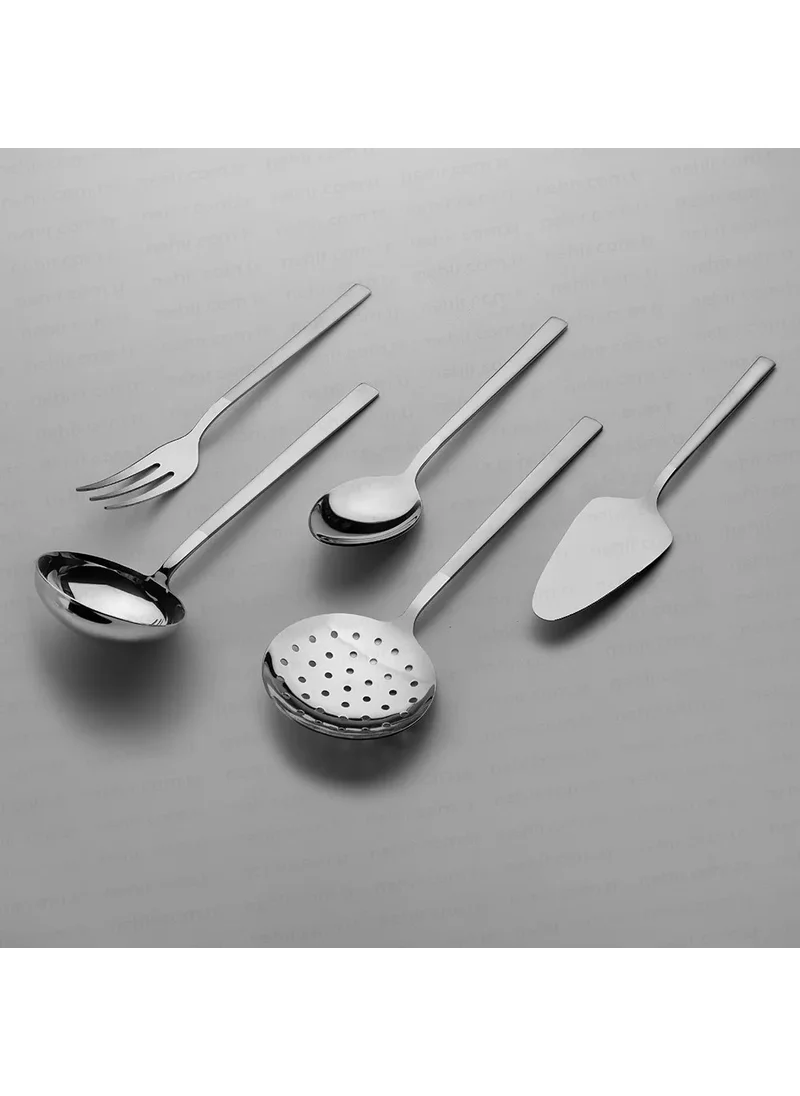 Nehir Dalyan Satin 5 Piece Stainless Steel Serving Set