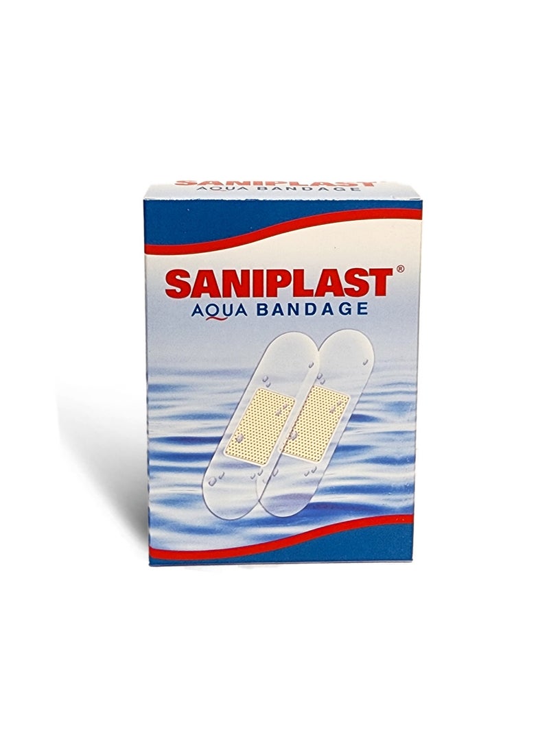 SANIPLAST Pack of 2 - Saniplast Aqua Bandage 20’S, Adhesive Bandages Flexible Waterproof Bandages for First Aid Wound Skin Wrap, Wound Care, Finger cut & Skin Cut. Protection from Bacteria and fast healing - Image 1