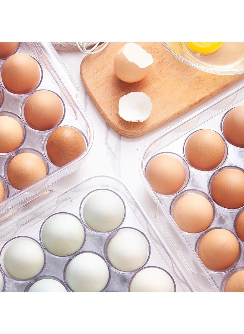 VIO - Clear Acrylic Egg Holder Basket Durable Egg Container with Lid Stackable Egg Tray for Refrigerator Kitchen Home Organization for 24 Eggs Pack of 1 - Image 1