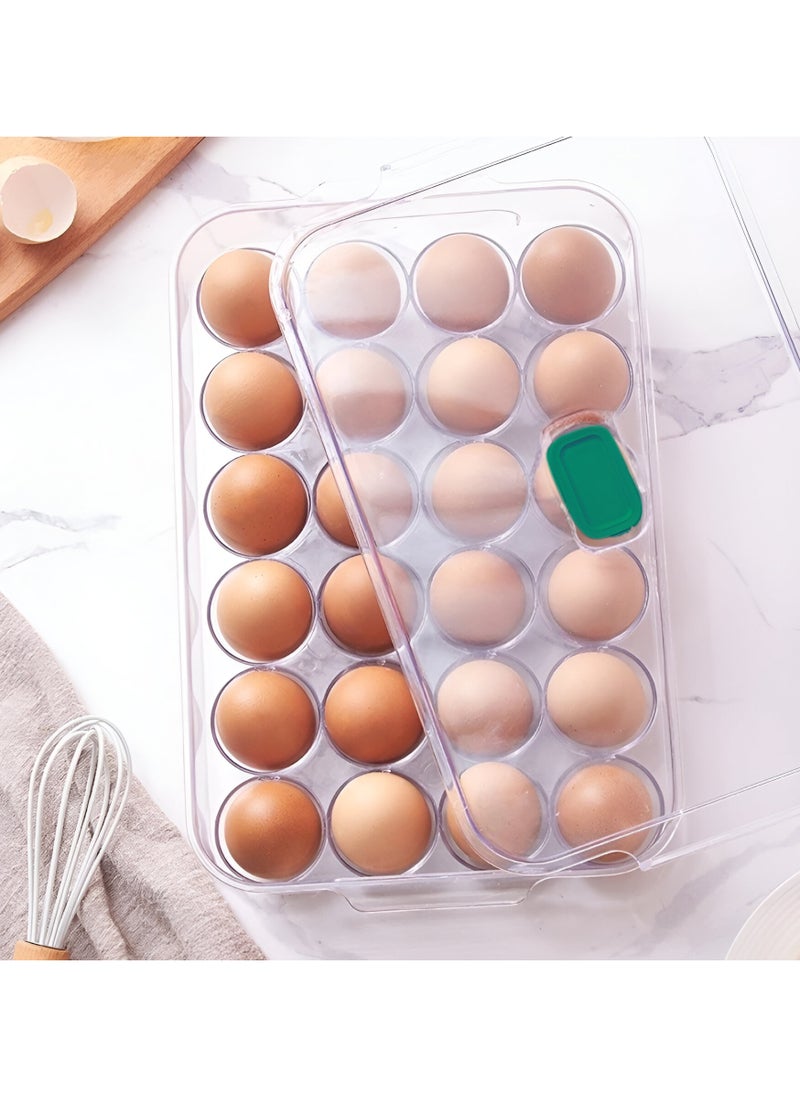 VIO - Clear Acrylic Egg Holder Basket Durable Egg Container with Lid Stackable Egg Tray for Refrigerator Kitchen Home Organization for 24 Eggs Pack of 1 - Image 1