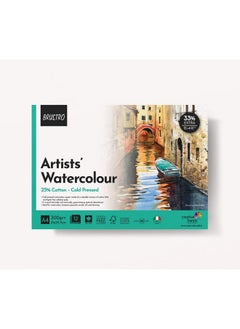 بروسترو ورق ألوان مائية من BRUSTRO Artist مضغوط على البارد 300 جرام لكل متر مربع 25% قطن A4 - (12 + 4 أوراق مجانية)  - Image 1