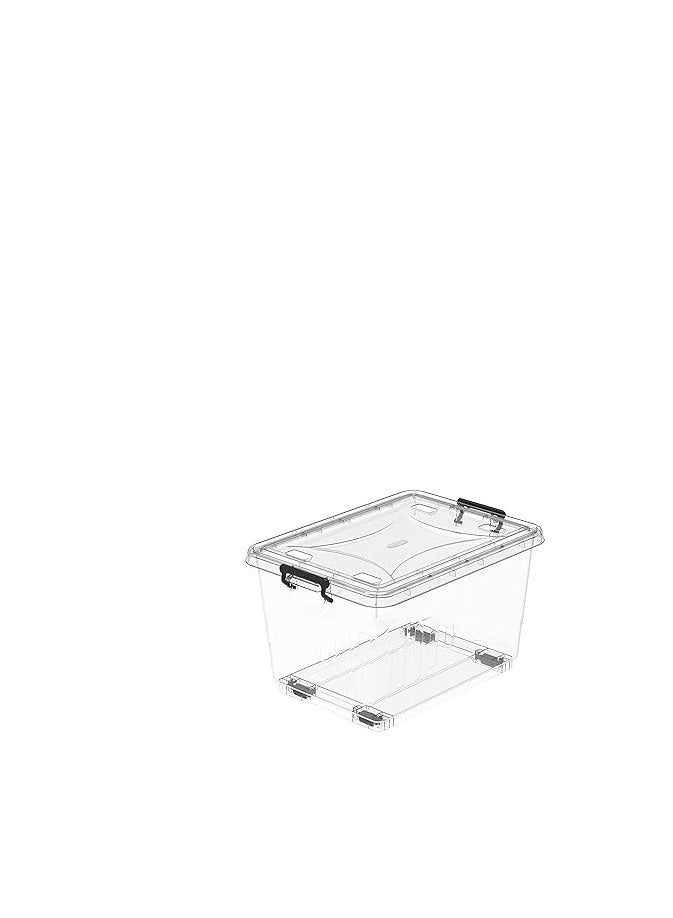 Raxoom 33L Clear Plastic Storage Box With Wheels & Lockable Lid, Transparent, 33-Liters