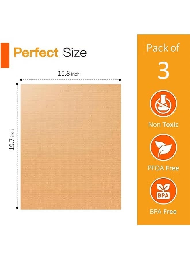 حصيرة شواء الفرن، عبوة من 3 قطع من ورق التيفلون لنقل الحرارة، ورق غير لاصق قابل لإعادة الاستخدام، مقاوم للحرارة، قماش خبز مناسب للطعام، قماش زيتي غير لاصق - Image 2