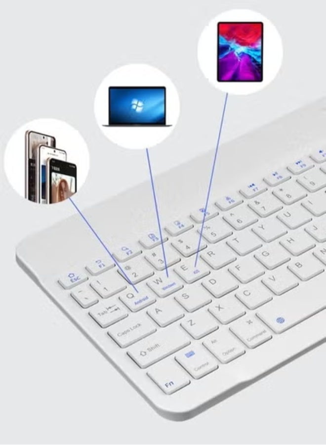GULFLINK Wireless Bluetooth Rechargeable Keyboard, Multi-Device Universal Bluetooth Keyboard, Portable Keyboard, Suitable for iOS Android, Windows iPad, Tablets MacBook (White) - Image 2