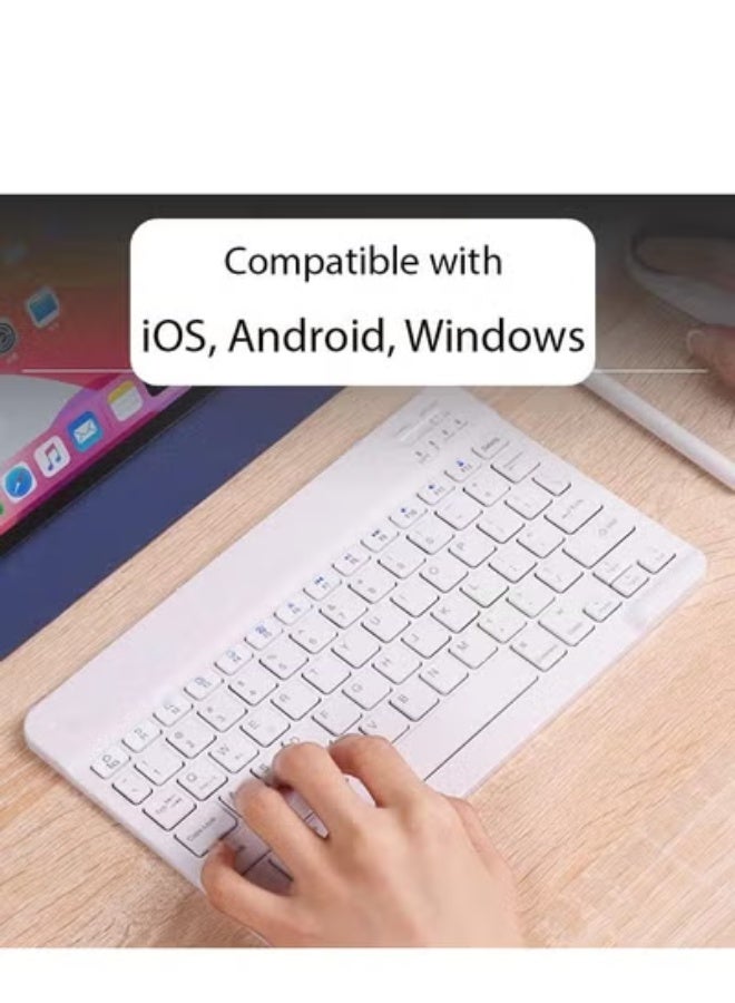 GULFLINK Wireless Bluetooth Rechargeable Keyboard, Multi-Device Universal Bluetooth Keyboard, Portable Keyboard, Suitable for iOS Android, Windows iPad, Tablets MacBook (White) - Image 3