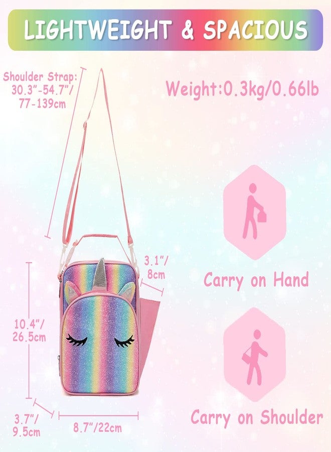 VASCHY Unicorn Lunch Box Bag for Kids, Insulated Reusable Glittery Lunchbox for Girls with Detachable Shoulder Strap for School Sparkle Unicorn - Image 2