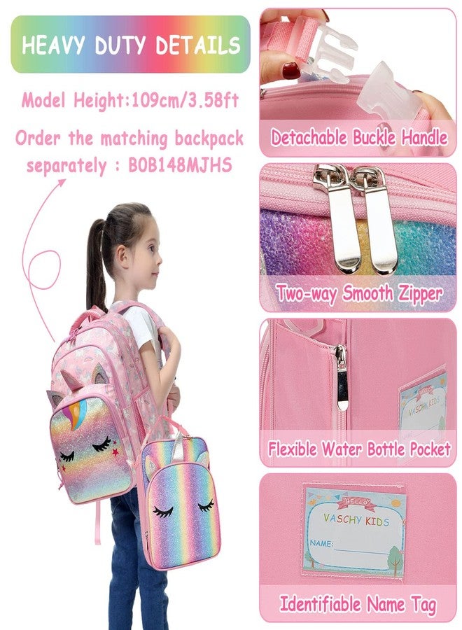 VASCHY Unicorn Lunch Box Bag for Kids, Insulated Reusable Glittery Lunchbox for Girls with Detachable Shoulder Strap for School Sparkle Unicorn - Image 5