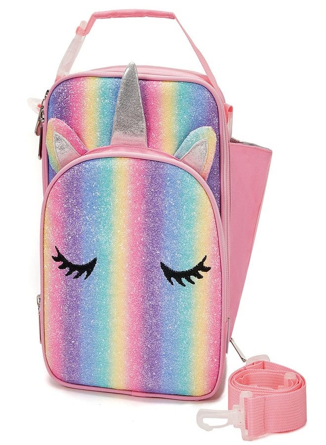 VASCHY Unicorn Lunch Box Bag for Kids, Insulated Reusable Glittery Lunchbox for Girls with Detachable Shoulder Strap for School Sparkle Unicorn - Image 1