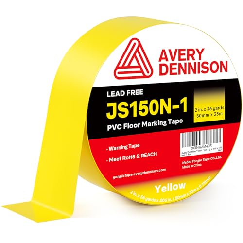 Avery Dennison Floor Marking Tape, 2 Inch x 108 Ft Yellow Caution Tape, 1 Rolls Heavy Duty Safety Tape for Indoor & Outdoor, High Adhesion & Durable | Warehouse, Factory, Parking, Retail - Image 1