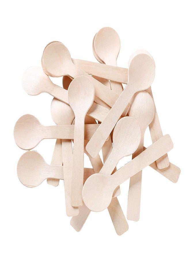 Gmark 4" Mini Wooden Spoons 100 ct, Biodegradable Compostable Birchwood (100pcs/bag) GM1042A - Image 1