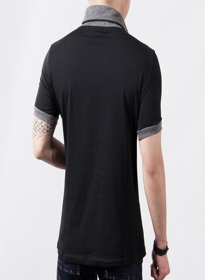 Loquat Men's Korean Casual Short Sleeved T-Shirt Black  - Image 2
